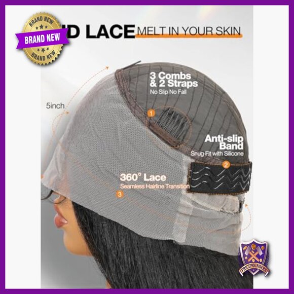 26 Inch Kinky Straight Synthetic Lace Front Wig 180% Density Light Yaki